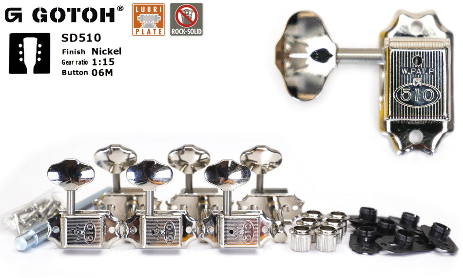 Gotoh SD510(N)06M Tuners with Standard Post + C-A-R-D, 3L+3R (Nickel)