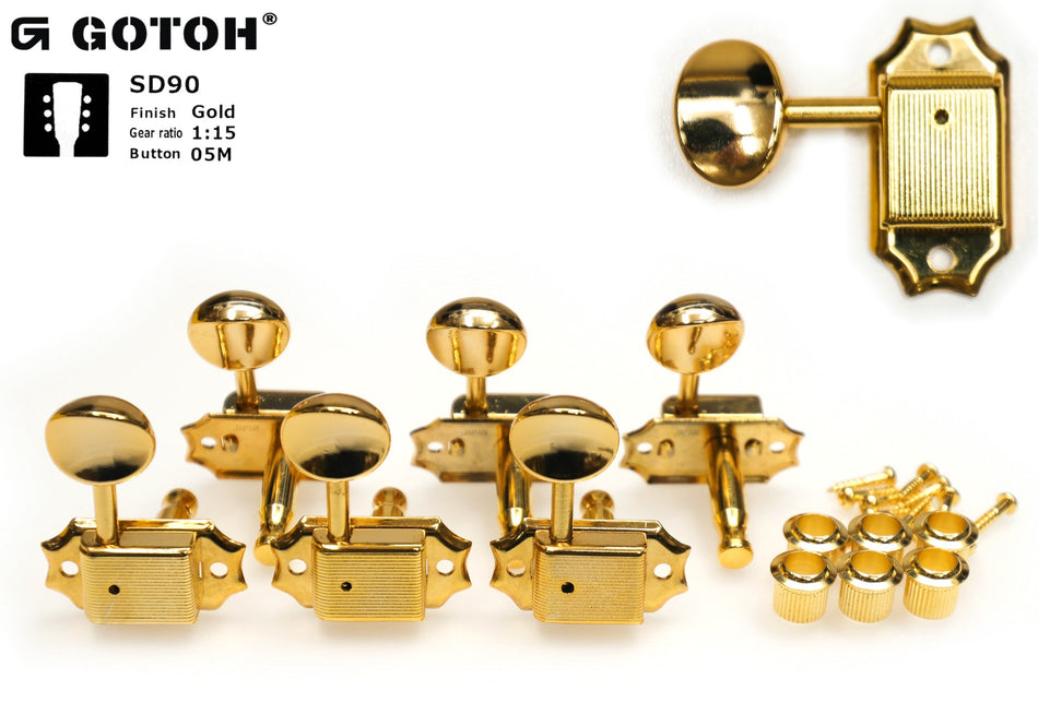 Gotoh SD90(G)05M Tuners with Standard 19.5mm Post, 3L+3R (Gold)