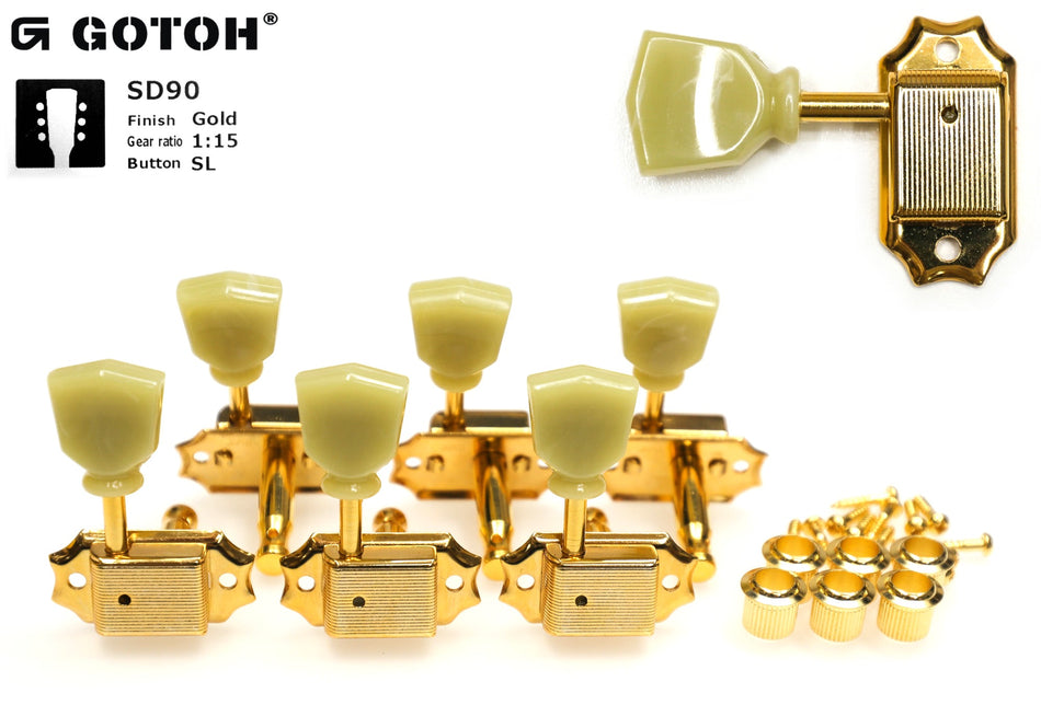Gotoh SD90(G)SL Tuners with Standard 19.5mm Post, 3L+3R (Gold)