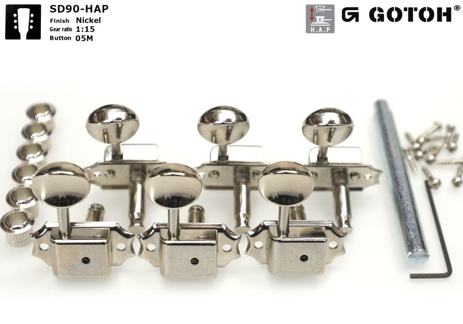 Gotoh SD90(N)05M H.A.P. Tuners with Adjustable Post (from 17 to 24.5mm) 3L+3R (Nickel)