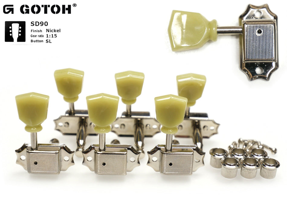 Gotoh SD90(N)SL Tuners with Standard 19.5mm Post, 3L+3R (Nickel)