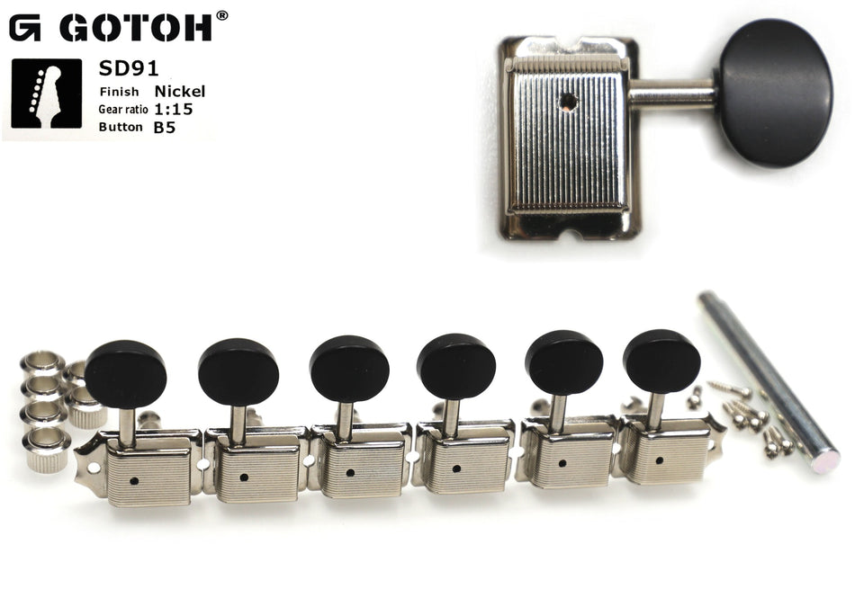 Gotoh SD91(N)B5 Tuners with Standard Post, 6-Left (Nickel)