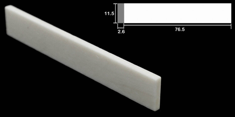 Bleached Bone Saddle blank 76.5 * 11.5 * 2.6mm for Acoustic Guitars
