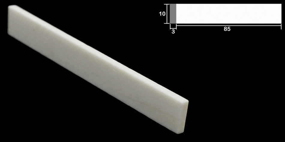 Bleached Bone Saddle blank 85 * 10 * 3mm for Acoustic Guitars