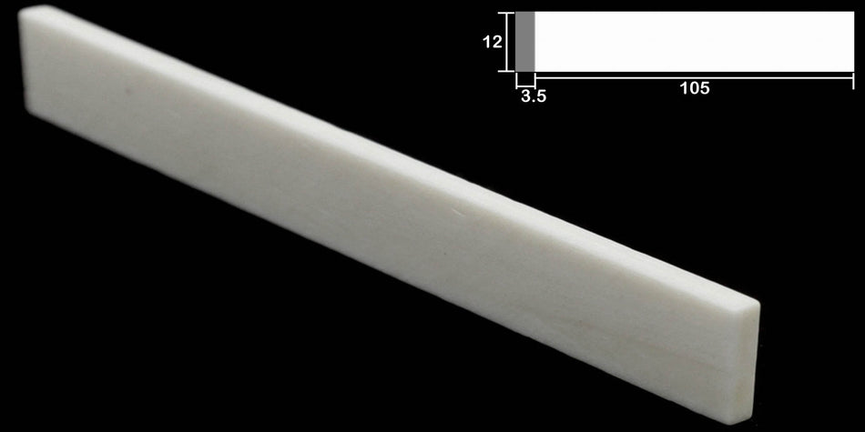Bleached Bone Saddle blank 105 * 12 * 3.5mm for Acoustic Guitars