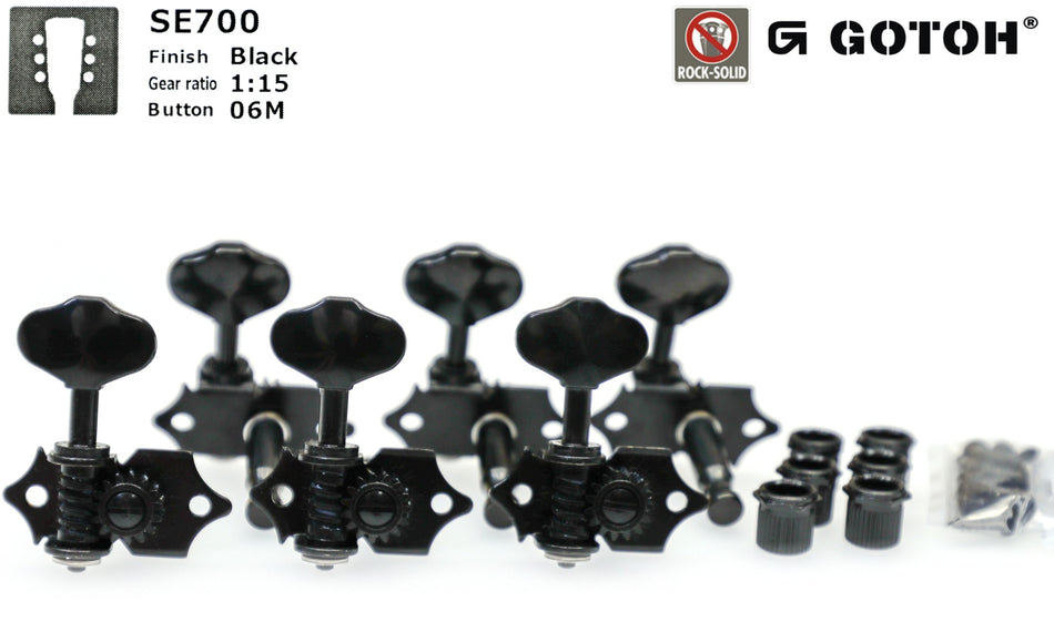 Gotoh SE700(B)06M Guitar Tuners with Standard Post, 3L+3R (Black)