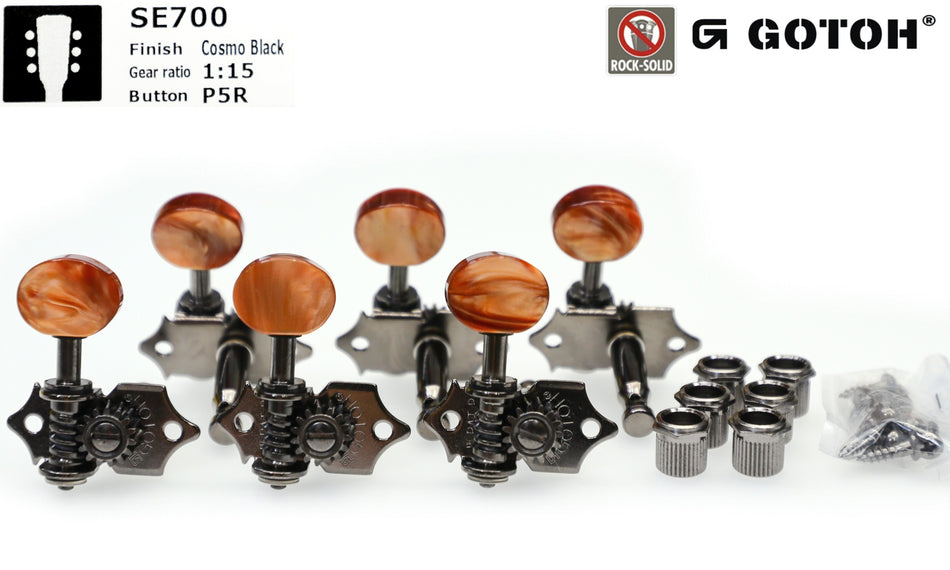 Gotoh SE700(CK)P5R Guitar Tuners with Standard Post, 3L+3R (Cosmo Black)