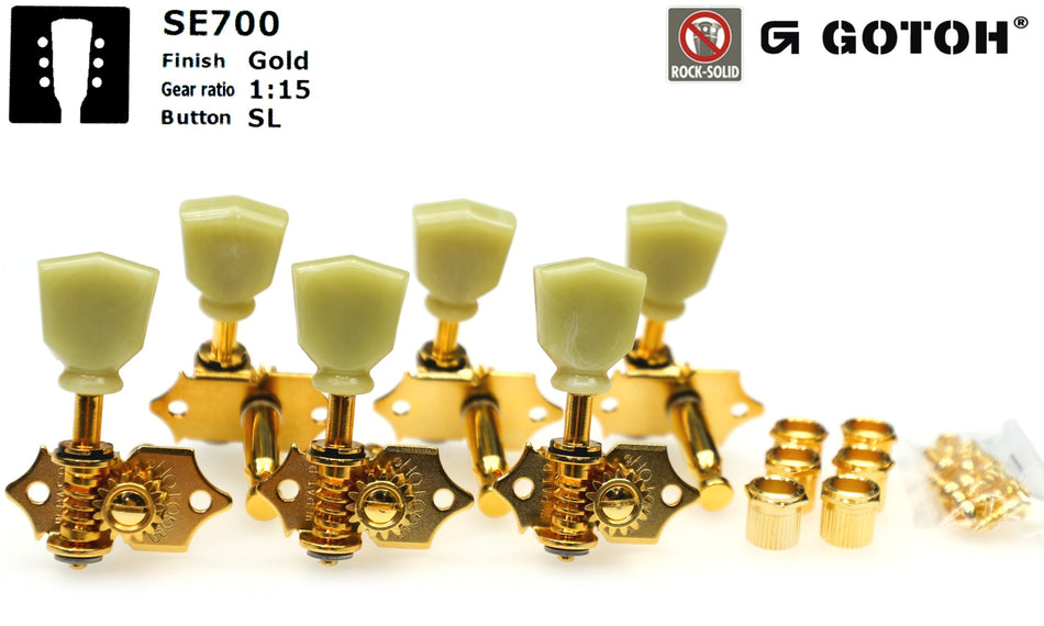 Gotoh SE700(G)SL Guitar Tuners with Standard Post, 3L+3R (Gold)