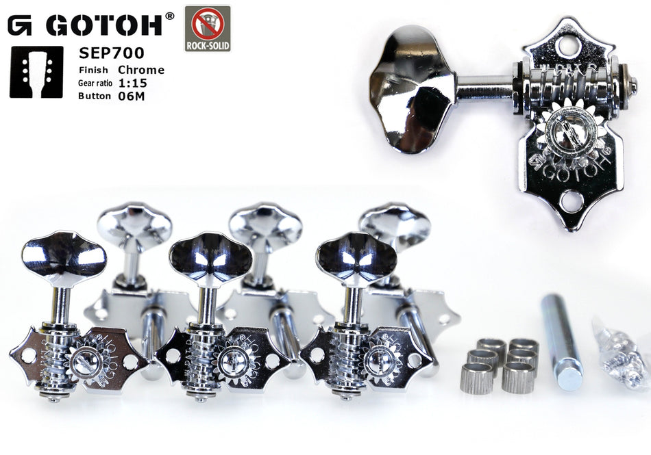 Gotoh SEP700(C)06M Tuners with 6mm Metal Rollers for Acoustic Guitars (Chrome)