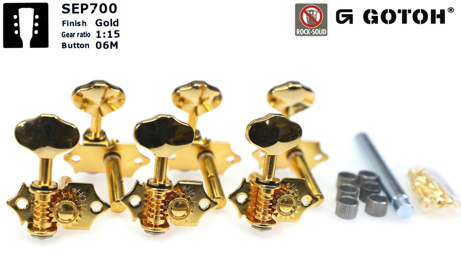 Gotoh SEP700(G)06M Tuners with 6mm Metal Rollers for Acoustic Guitars (Gold)