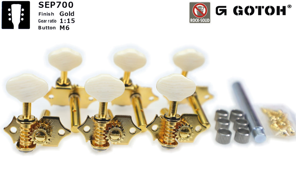 Gotoh SEP700(G)M6 Tuners with 6mm Metal Rollers for Acoustic Guitars (Gold)