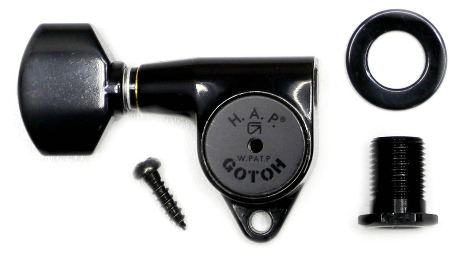 Gotoh SG301(B)07 H.A.P. Tuners with Standard Adjustable Post, from 19 to 25mm, 6 Right* for Left-Hand (Black)