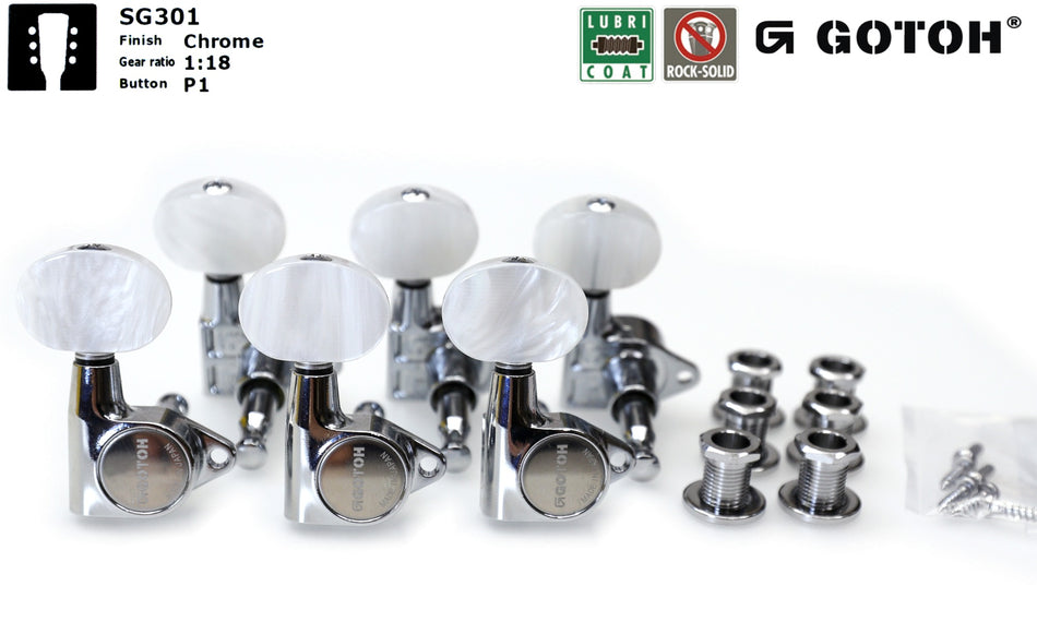 Gotoh SG301(C)P1 Tuners with Standard Post, 3L+3R (Chrome)