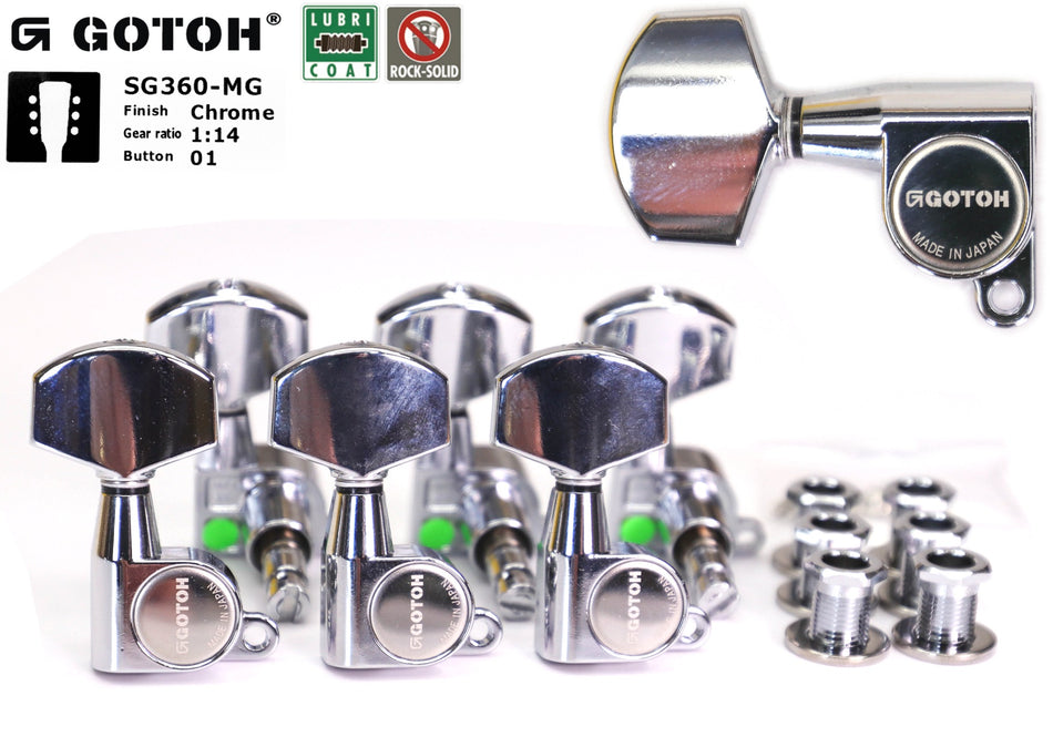 Gotoh SG360-MG(C)01 Tuners with MG Post, 3L+3R (Chrome)