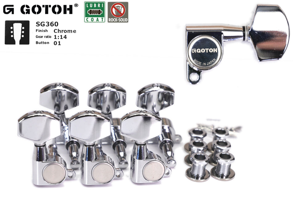 Gotoh SG360(C)01 Tuners with Standard Post, 3L+3R (Chrome)