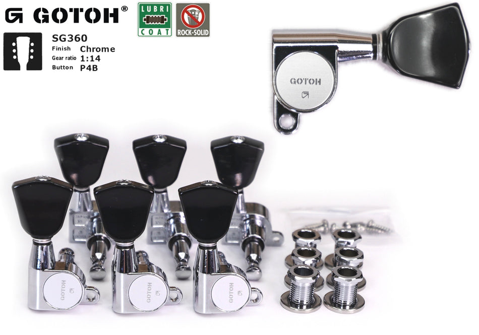 Gotoh SG360(C)P4B Tuners with Standard Post, 3L+3R (Chrome)
