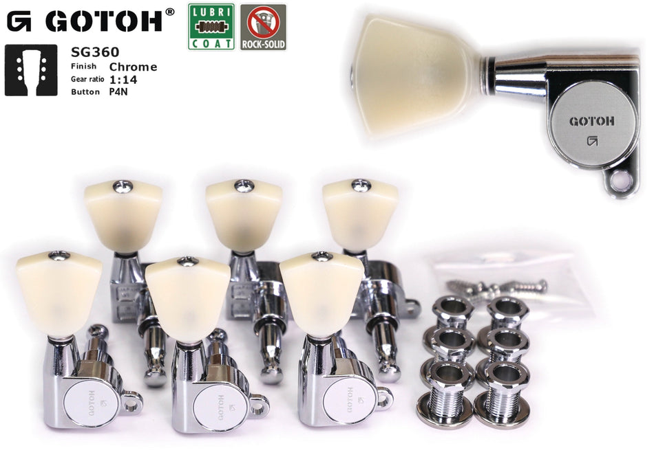 Gotoh SG360(C)P4N Tuners with Standard Post, 3L+3R (Chrome)