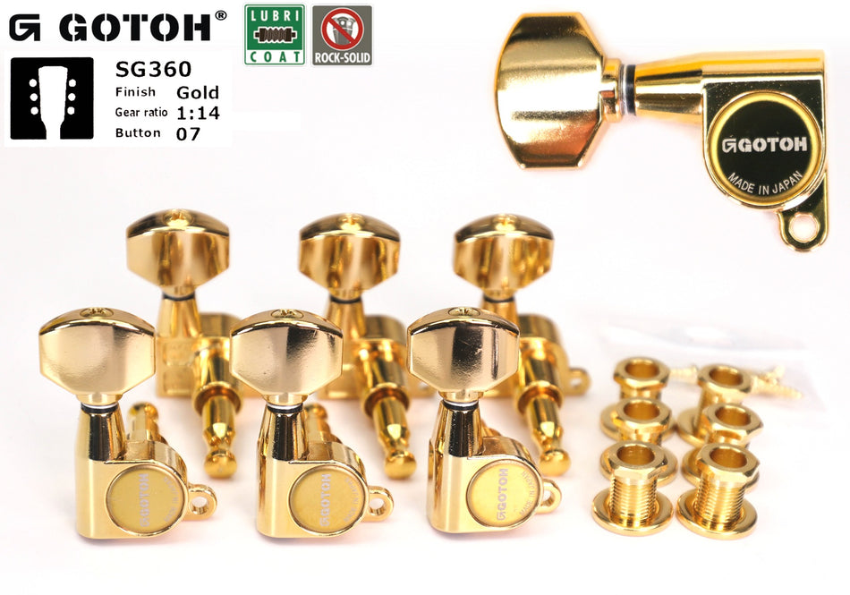 Gotoh SG360(G)07 Tuners with Standard Post, 3L+3R (Gold)