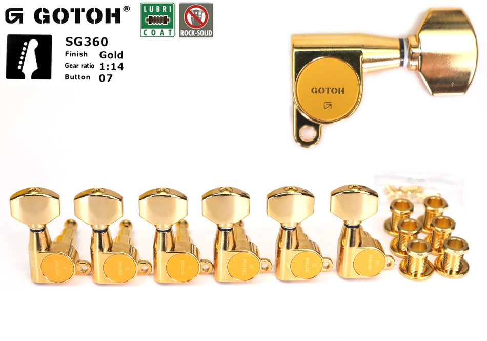 Gotoh SG360(G)07 Tuners with Standard Post, 6 Left (Gold)