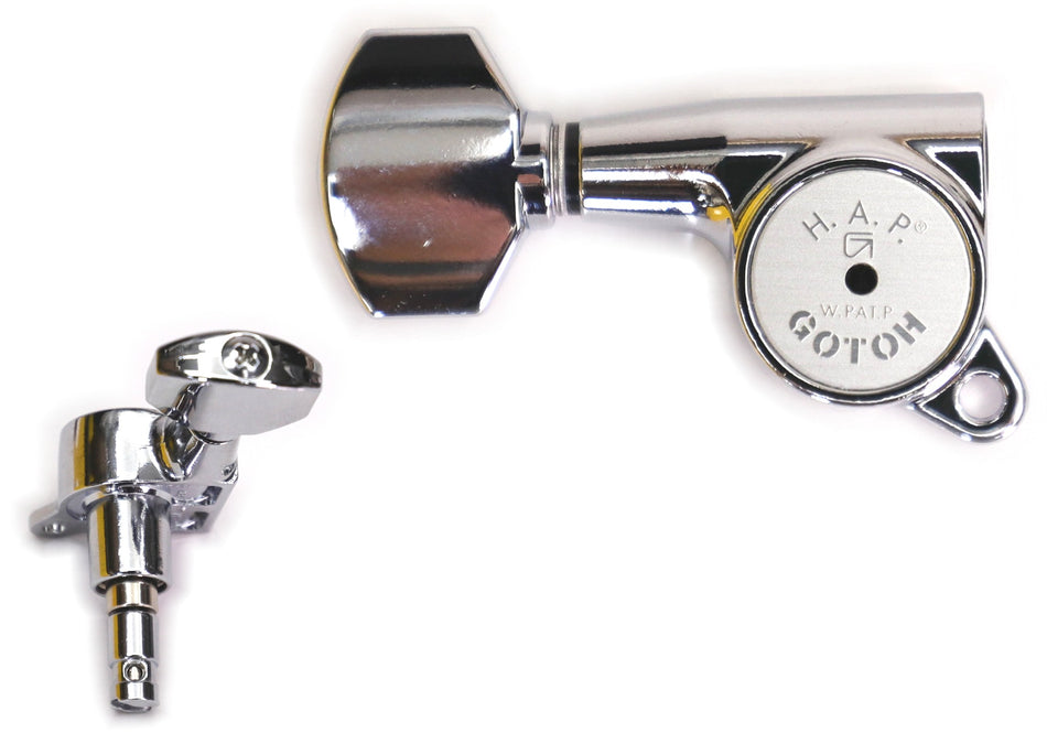 Gotoh SG381(C)07 H.A.P.M Guitar Tuners with Adjustable Locking Post, 3L+3R (Chrome)