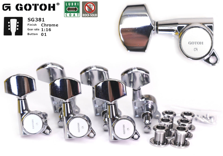 Gotoh SG381(C)01 Tuners with Standard Post, 3L+3R (Chrome)