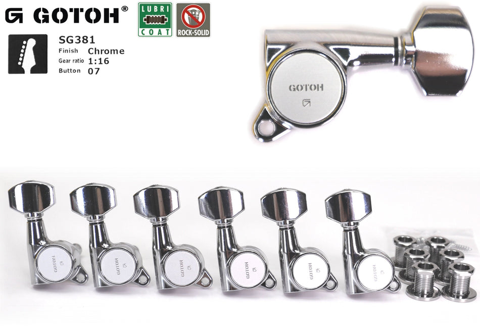 Gotoh SG381(C)07 Tuners with Standard Post, 6-Left (Chrome)