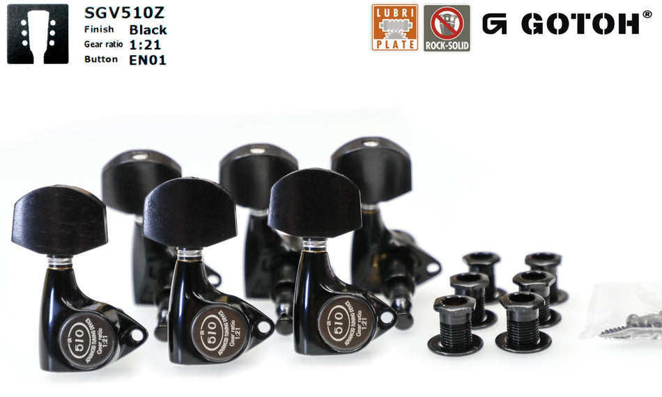 Gotoh SGV510Z(B)EN01 Tuners with Standard Post, 3L+3R (Black)