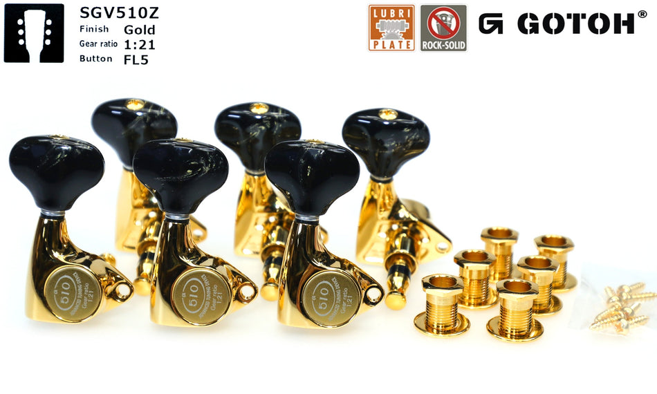 Gotoh SGV510Z(G)FL5 Tuners with Standard Post, 3L+3R (Gold)