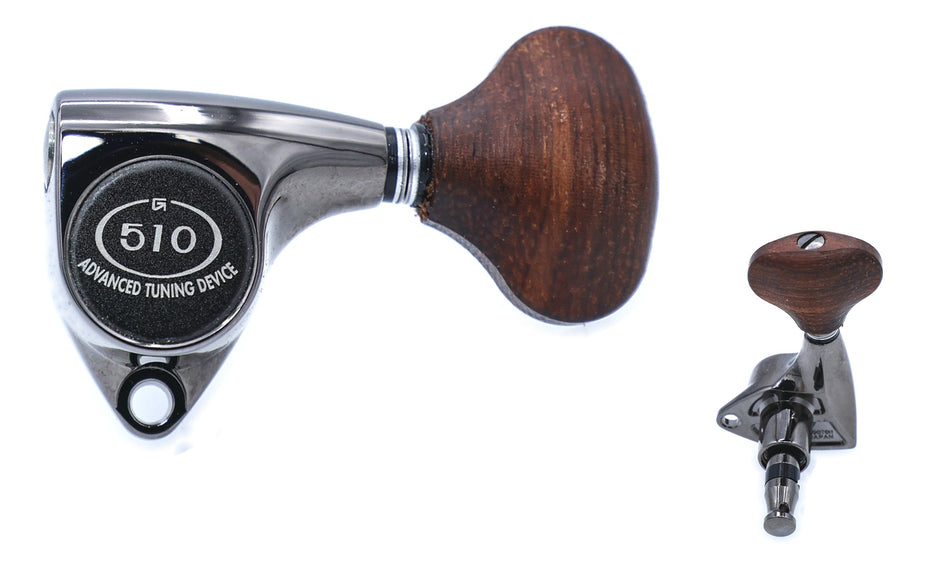 Gotoh SGV510(CK)GL5 Tuners with Standard Post, 3L+3R (Cosmo Black, Granadillo Knobs)