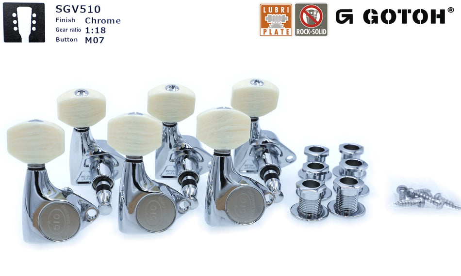 Gotoh SGV510(C)M07 Tuners with Standard Post, 3L+3R (Chrome)