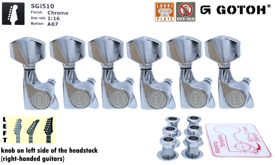 Gotoh SGi510(C)A07 Super-Mini Tuners with Standard Post, 6-Left (Chrome)