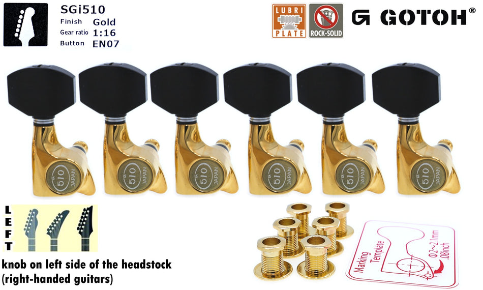 Gotoh SGi510(G)EN07 Super-Mini Tuners with Standard Post, 6-Left (Gold)