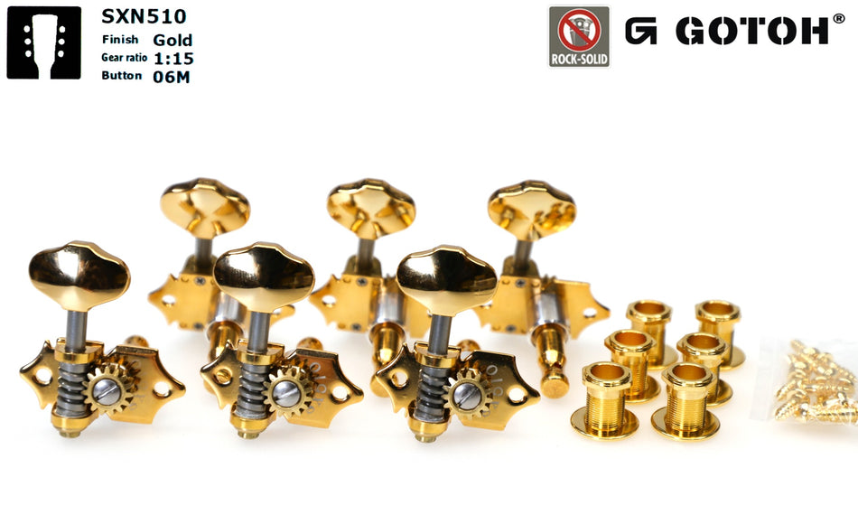 Gotoh SXN510(G)06M Tuners with Standard Post, 3L+3R (Gold)