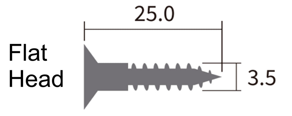 Bridge / Tremolo Mounting Screws (10 pack) Flat Head 3.5x25mm (choose finish)