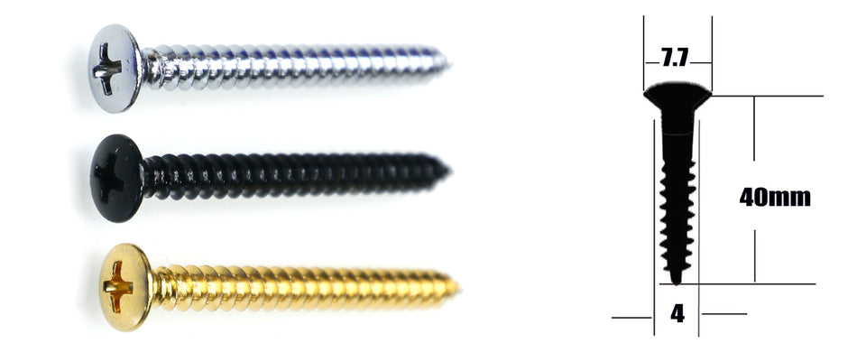 Neck Plate Mounting Screws (4 pack) Oval Head 4x40mm (choose finish)