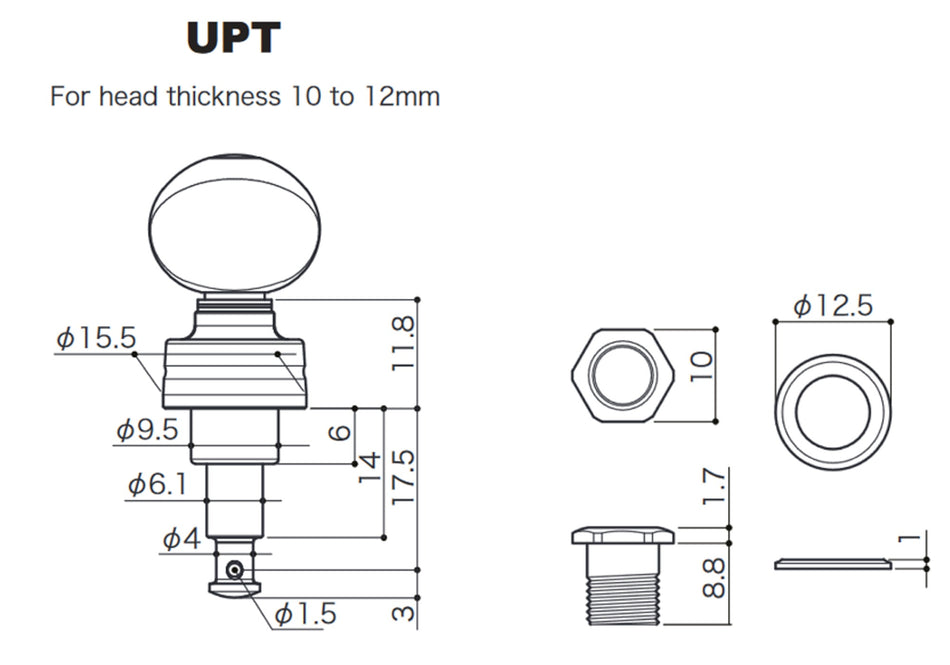 Gotoh UPT(CW)UB7 Planetary Tuners for Ukulele (Chrome White)